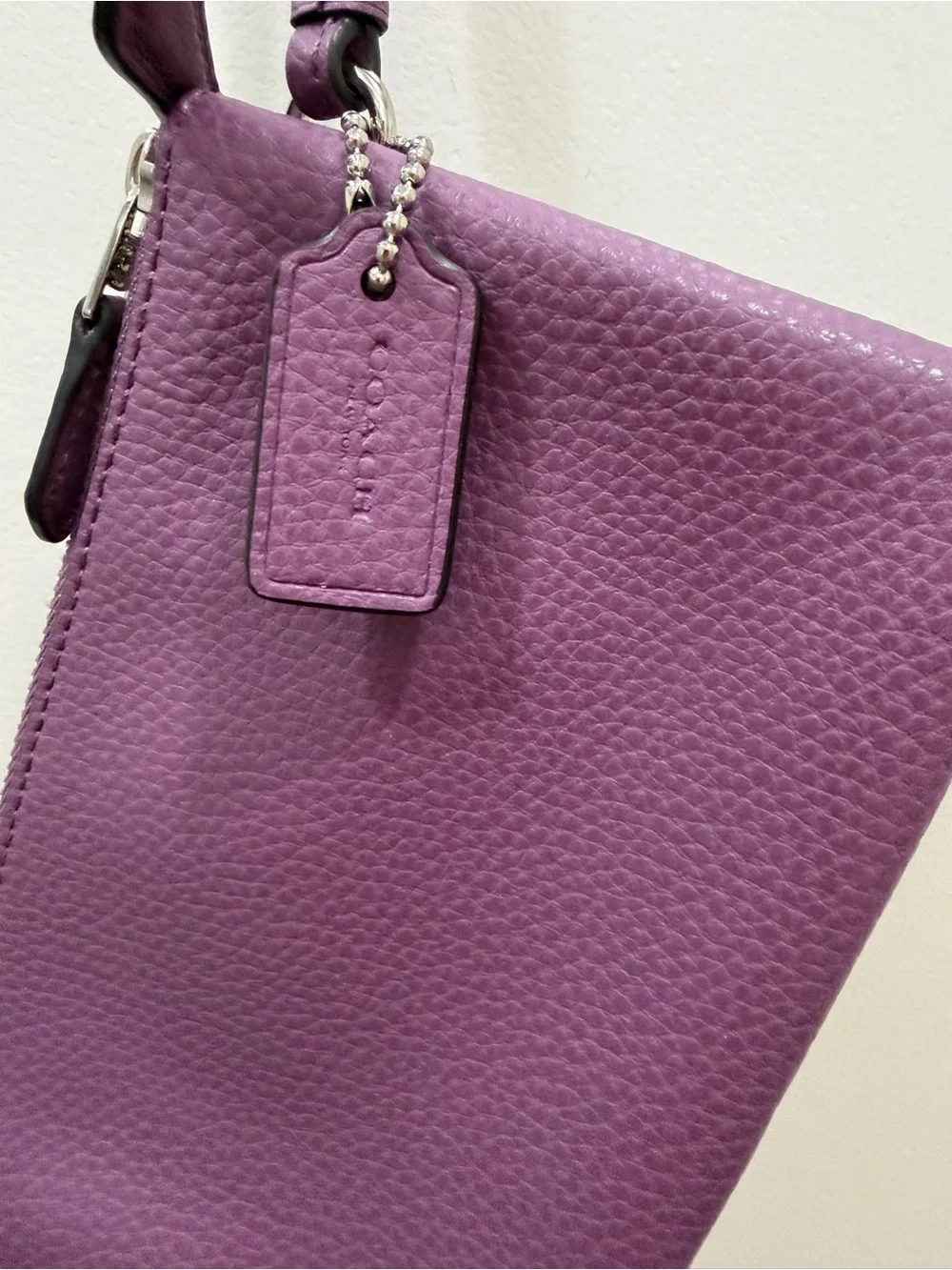 Coach Purple Pebbled Leather Wristlet with Detachable Strap